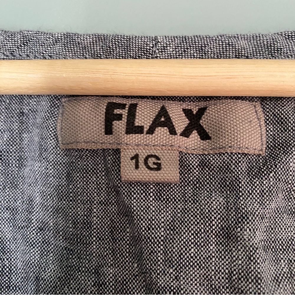 Flax sleeveless v neck tank top shirt gray salt and pepper linen side slits 1G - Picture 6 of 12